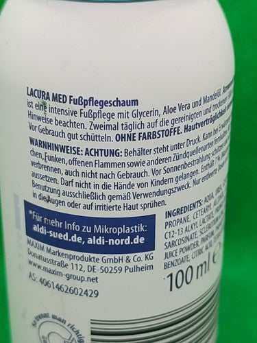 2 x Lacura Med Fusspflegeschaum, á 100 ml; für müde u. beanspruchte Füße