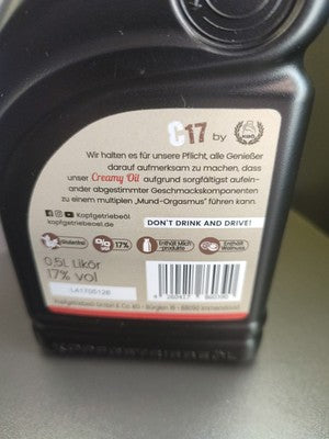 Kopfgetriebeöl C17 Creamy Oil Likör, á 0,5 L (17% Vol; 64,29 €/L) + 3 x 0,02 l