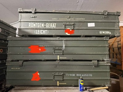 Bundeswehr Tisch, Roe Ausst., in Zargesbox, Vollständig?, Funktion? Ca. 60/70er nur Abholung