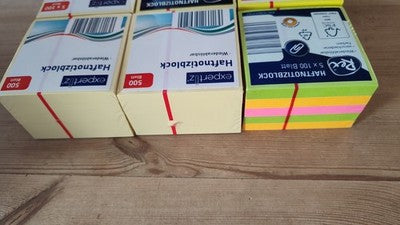 6 x expertiz® oder Rex® Haftnotizblock, á 5 x 100 Blatt, 76x76mm