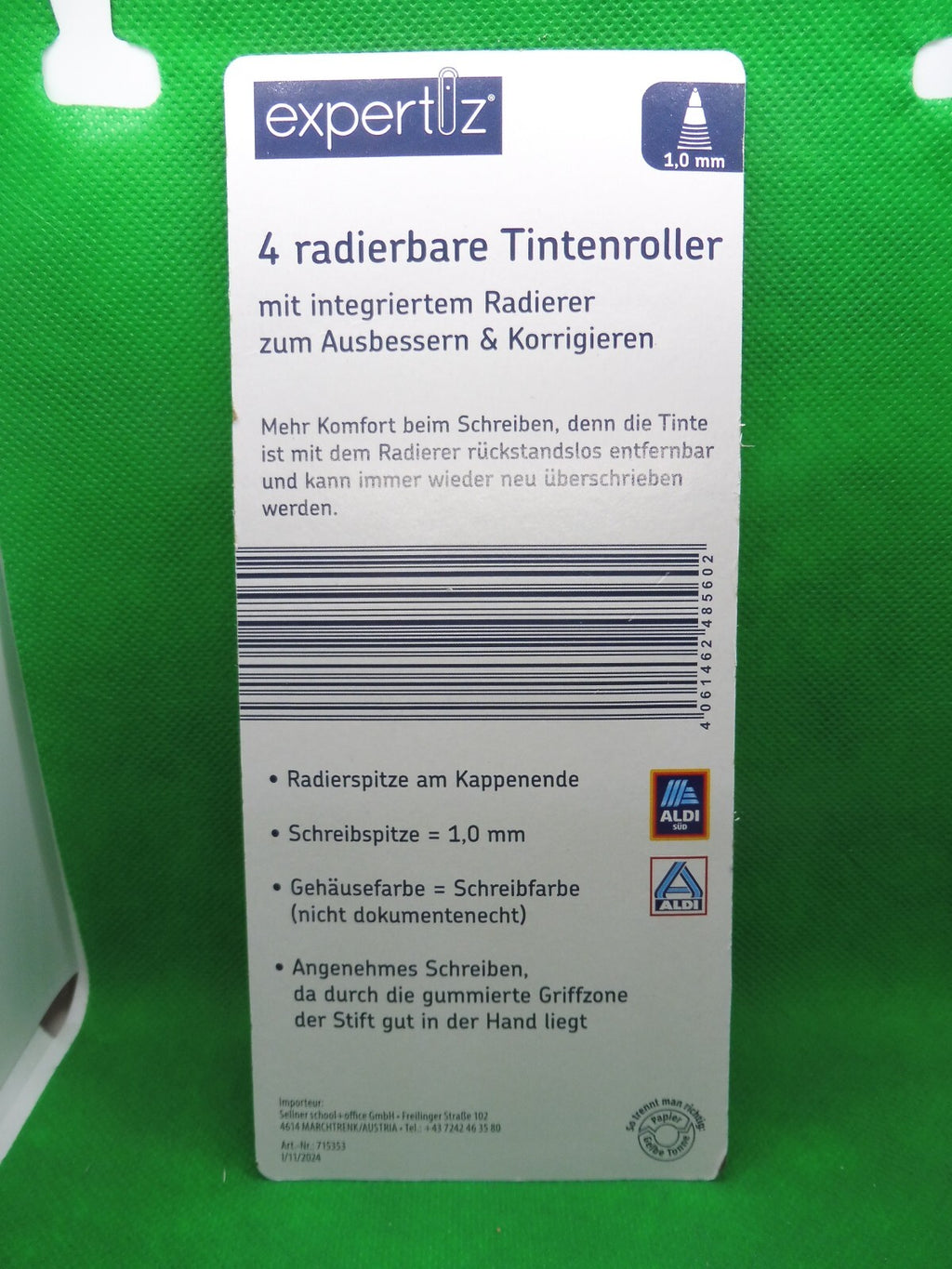 expertiz® Radierbarer Tintenroller; 1,0 mm Schreibspitze od. Nachfüllpackung