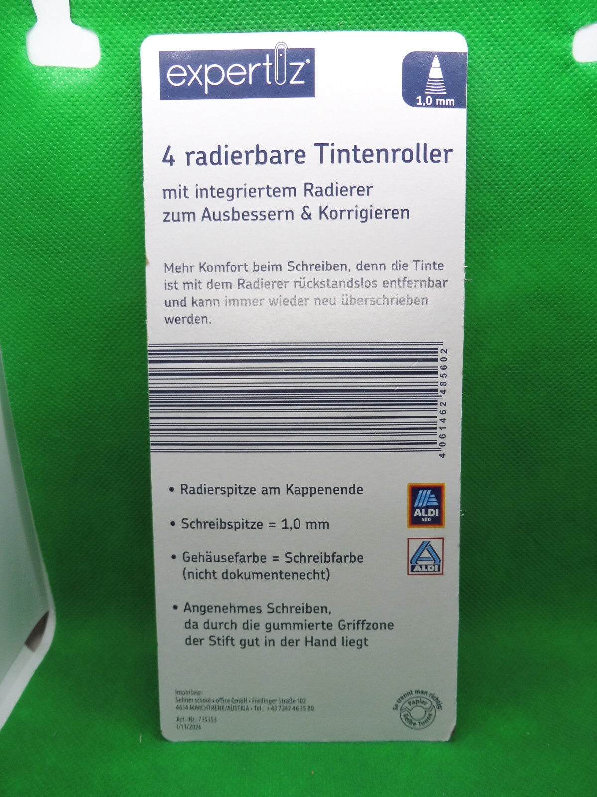 expertiz® Radierbarer Tintenroller; 1,0 mm Schreibspitze od. Nachfüllpackung
