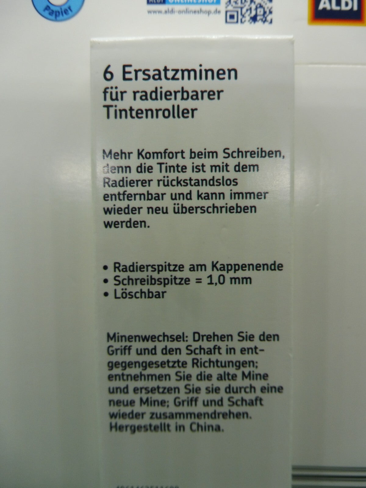 expertiz® Radierbarer Tintenroller; 1,0 mm Schreibspitze od. Nachfüllpackung