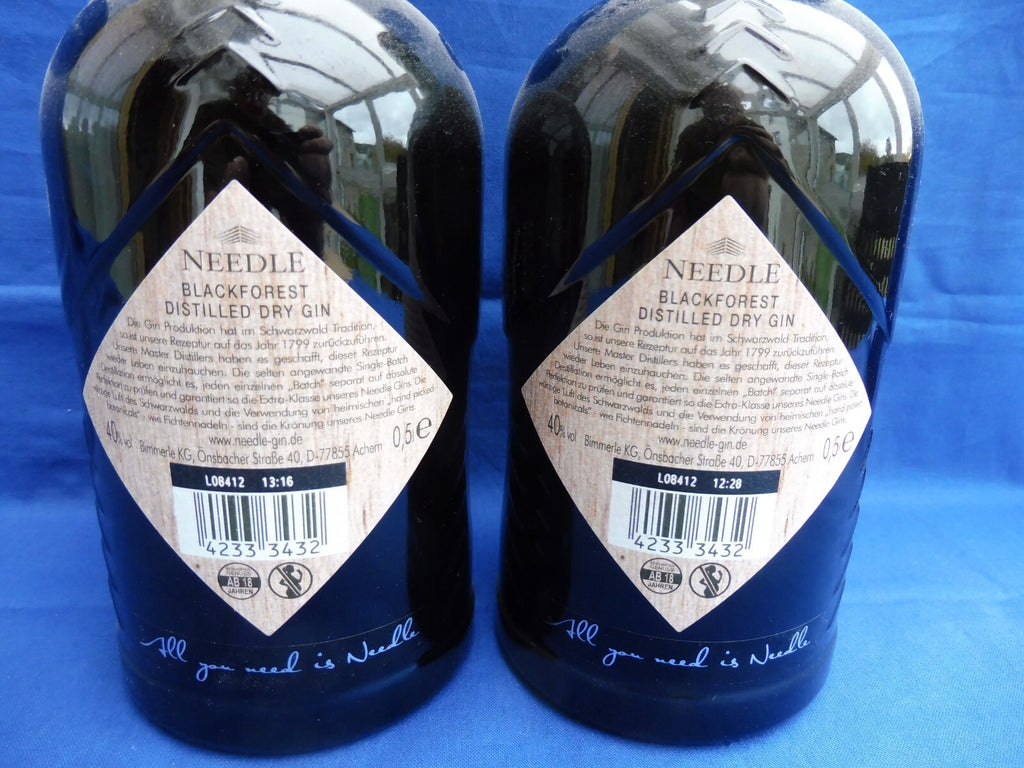 2 x Needle Blackforest Distilled Dry Gin, á 0,5 L (40% Vol; 35,00 €/L)