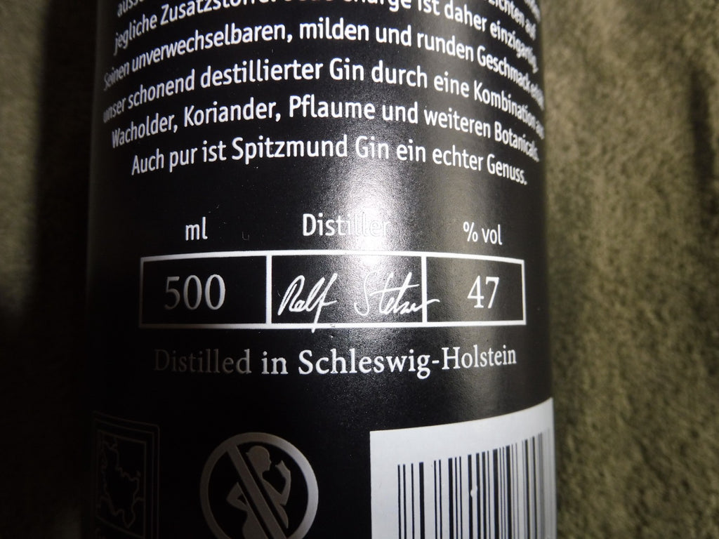 Spitzmund Gin, Handcrafted 47% vol; á 0,5 l