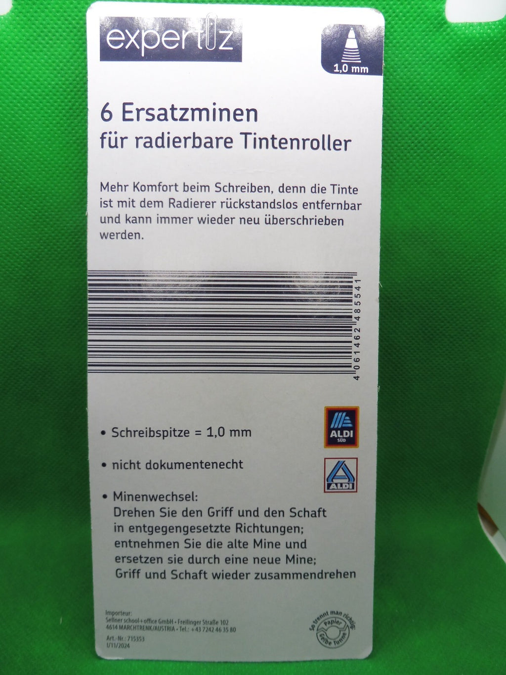 expertiz® Radierbarer Tintenroller; 1,0 mm Schreibspitze od. Nachfüllpackung