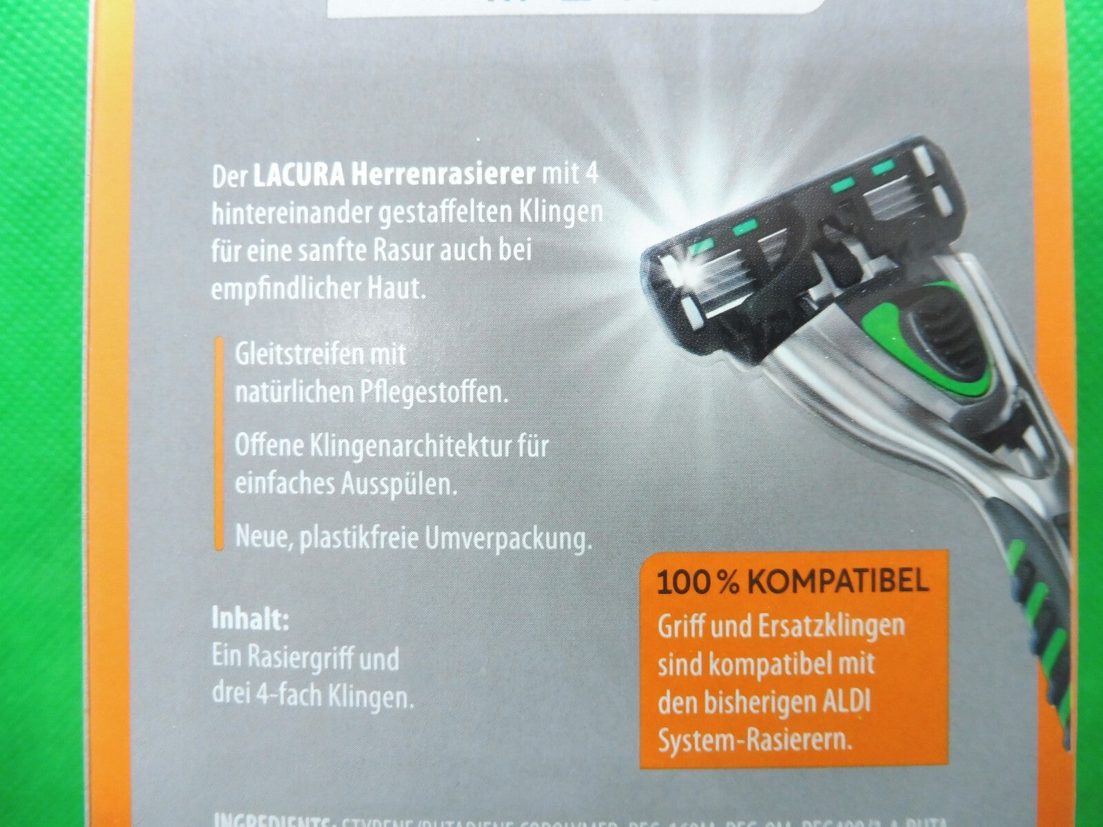 Lacura Men, 4-Klingen-Rasierer + Packung Ersatzklingen (á 6 Stück)