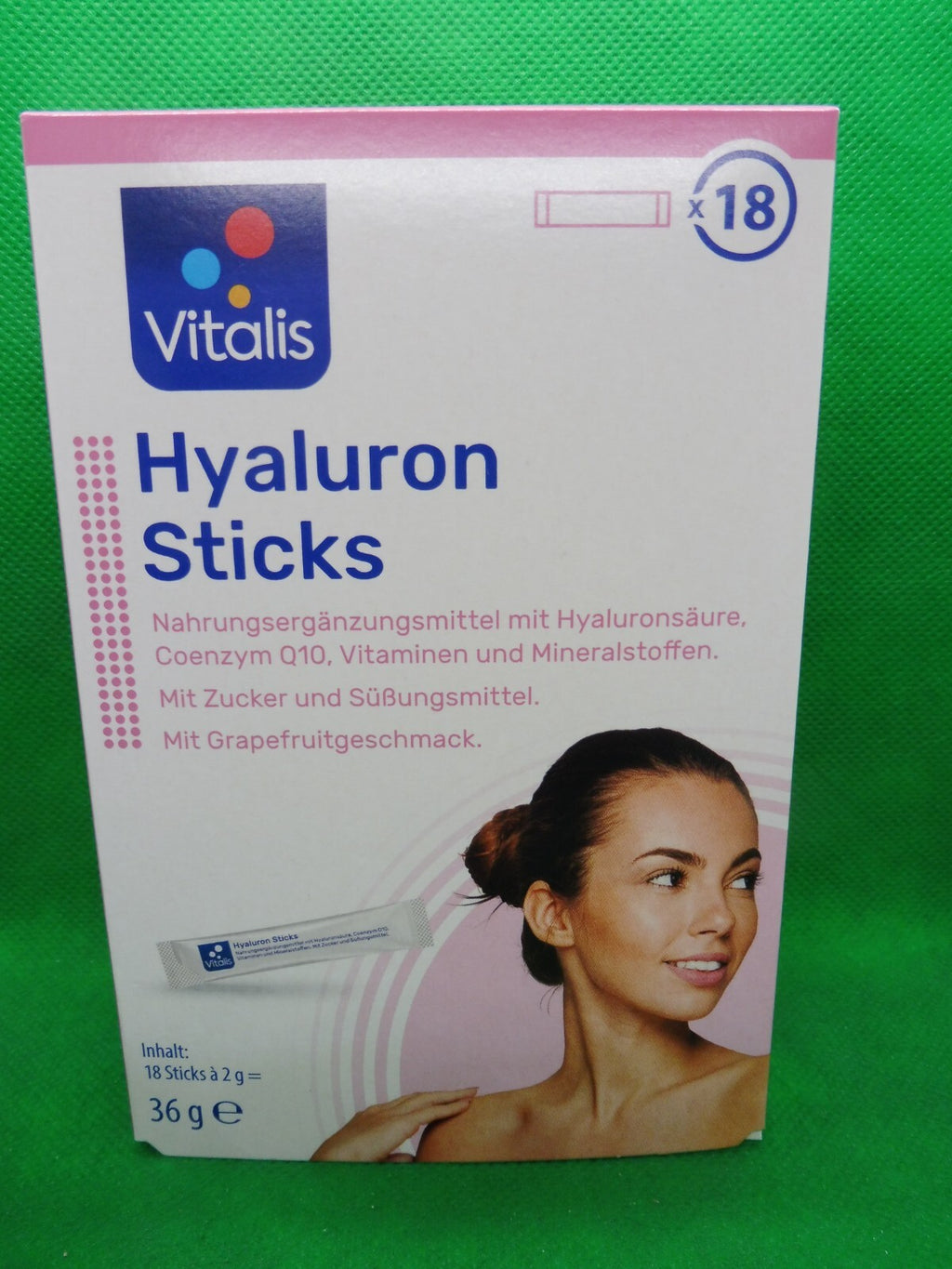 Vitalis® Hyaluron Sticks, je PG: 18 Sticks á 2 g = 36 g, (MHD: 05.2026)