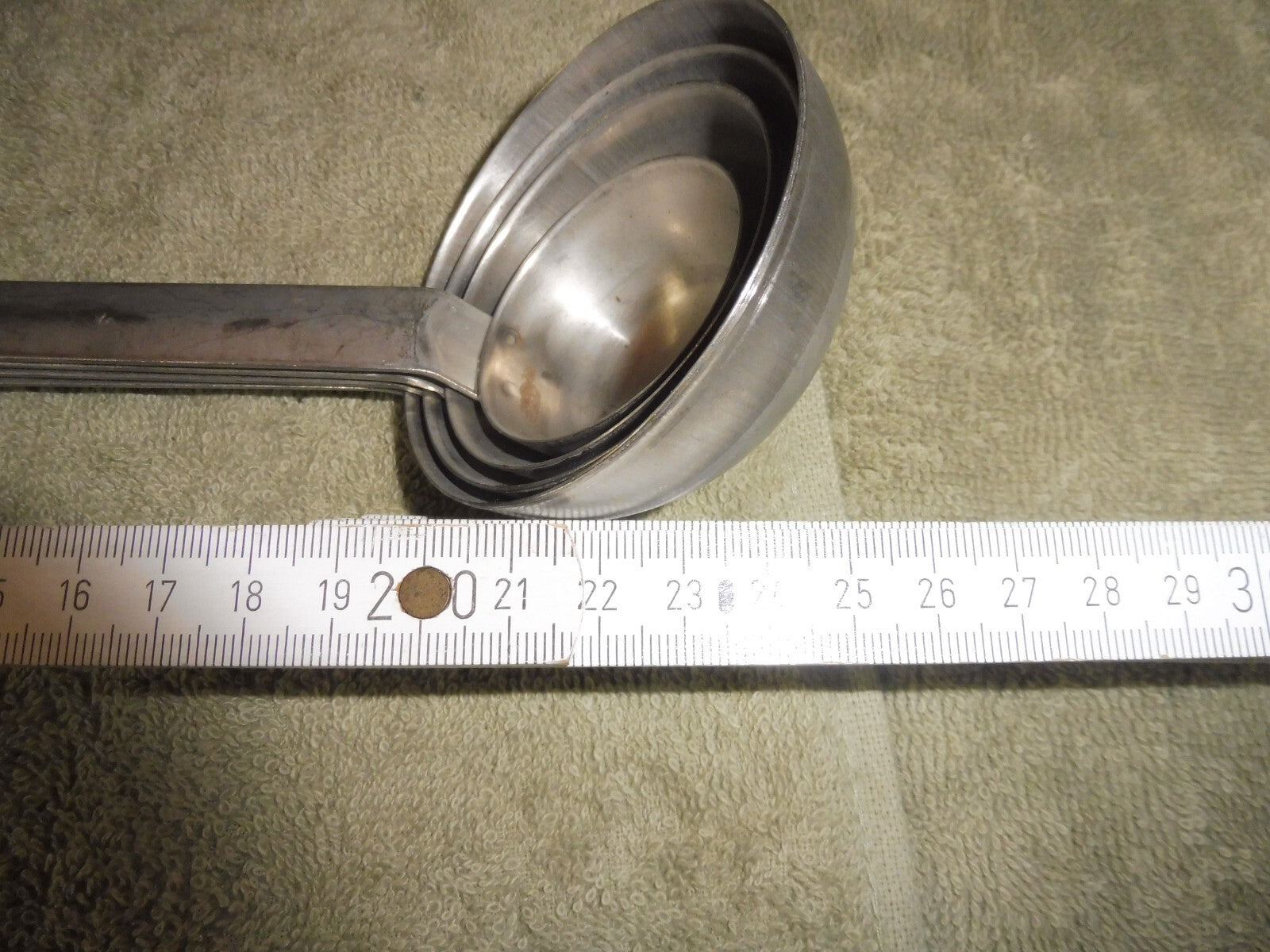 Bundeswehr Schöpfkelle 4 er Set 25/ 50/ 75/ 100 cm³, hier Jahrgang 1963