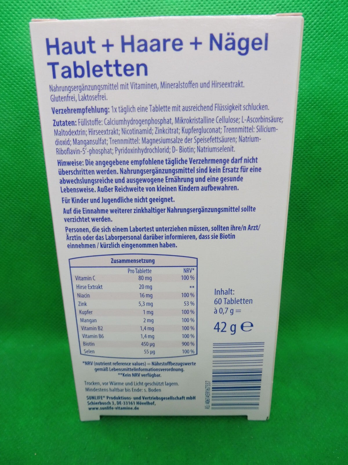 2 x Vitalis Haut + Haare + Nägel Tabletten, PG: 60 Tabl á 0,7 g, (MHD: 04.2026)
