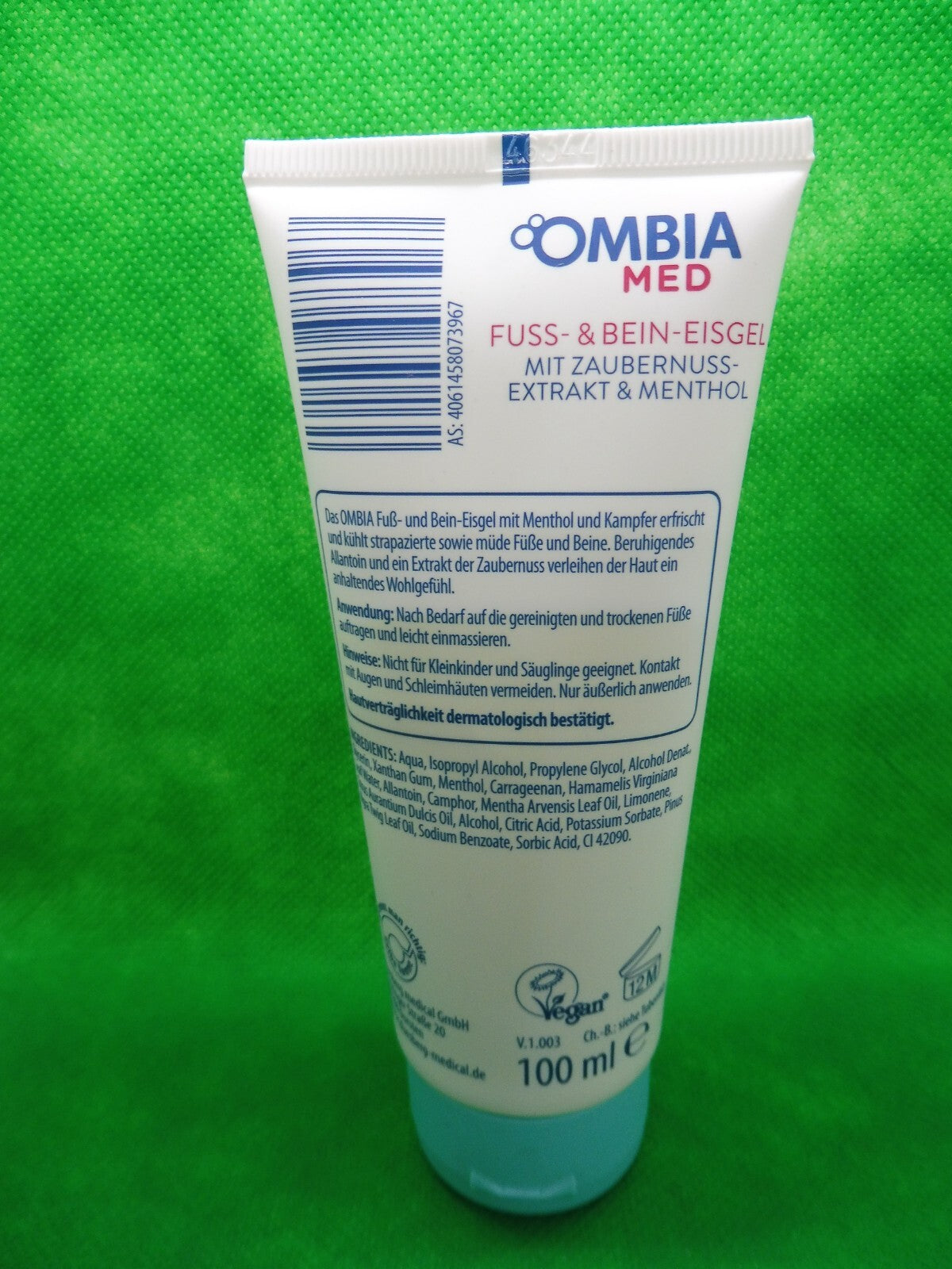 2 x Ombia Med Fuss- & Bein-Eisgel, á 100 ml, mit Zauber-Nussextrakt & Menthol