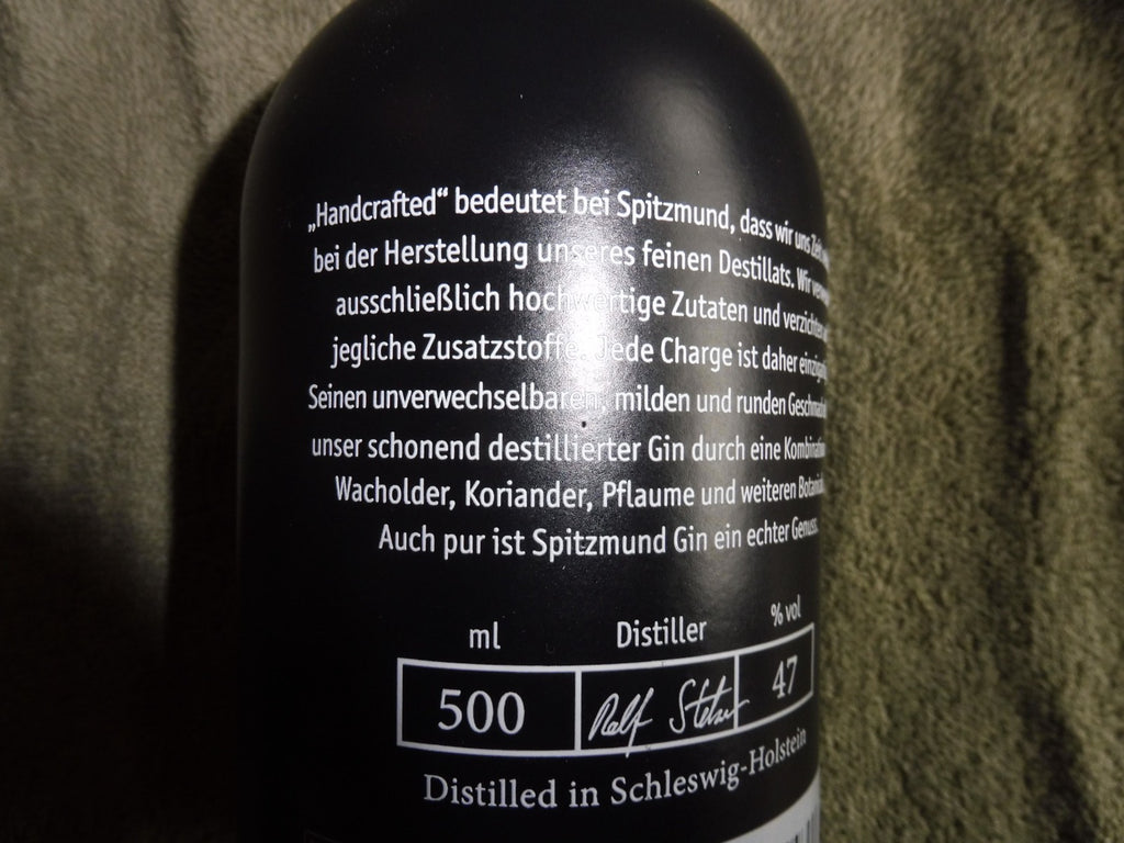 Spitzmund Gin, Handcrafted 47% vol; á 0,5 l