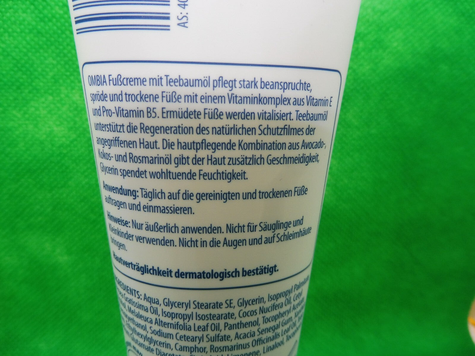 1 x Ombia Med Fusscreme, á 100 ml, mit Teebaumöl (90,00 €/l)