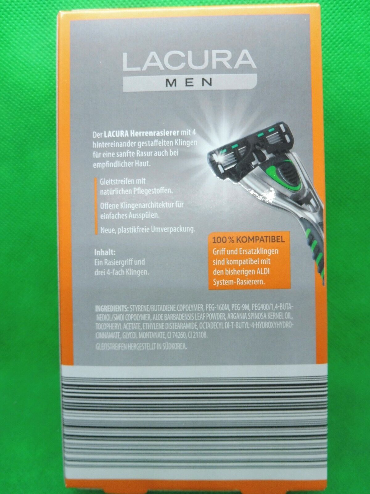 Lacura Men, 4-Klingen-Rasierer + Packung Ersatzklingen (á 6 Stück)