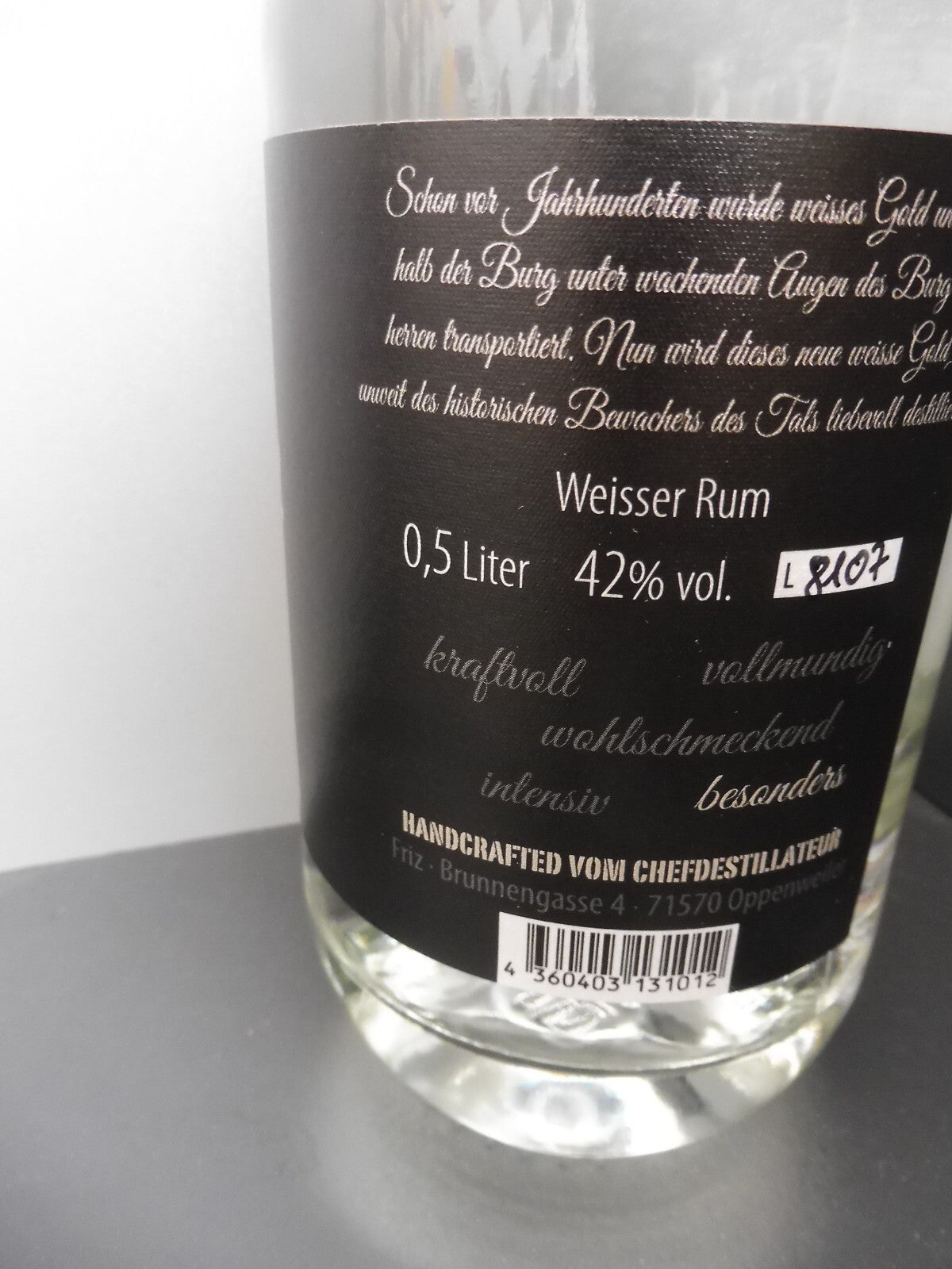 Brennfactum Burgschatz Weisser Rum, á 0,5 L (42% Vol)