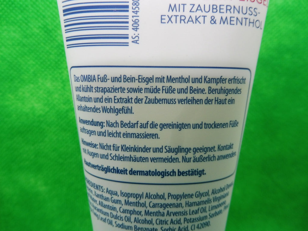 2 x Ombia Med Fuss- & Bein-Eisgel, á 100 ml, mit Zauber-Nussextrakt & Menthol