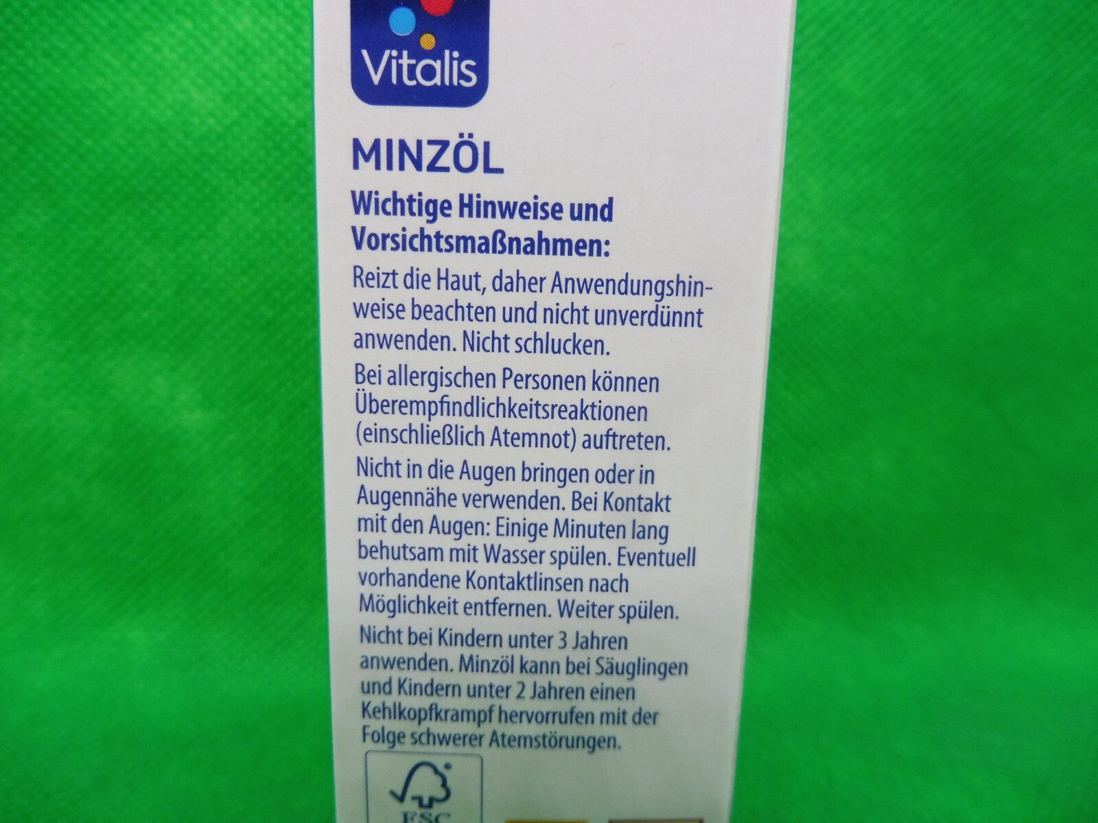3 x Vitalis Minzöl, á 30 ml