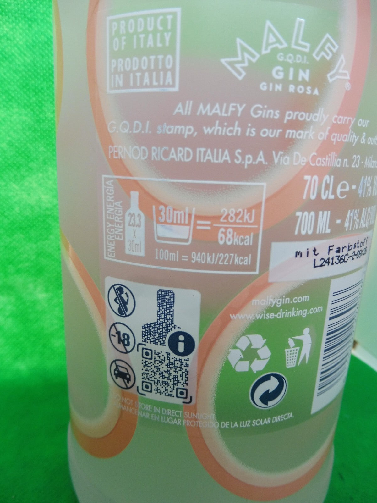 Malfy G.Q.D.I. Gin, 41% vol.; á 0,7 Liter