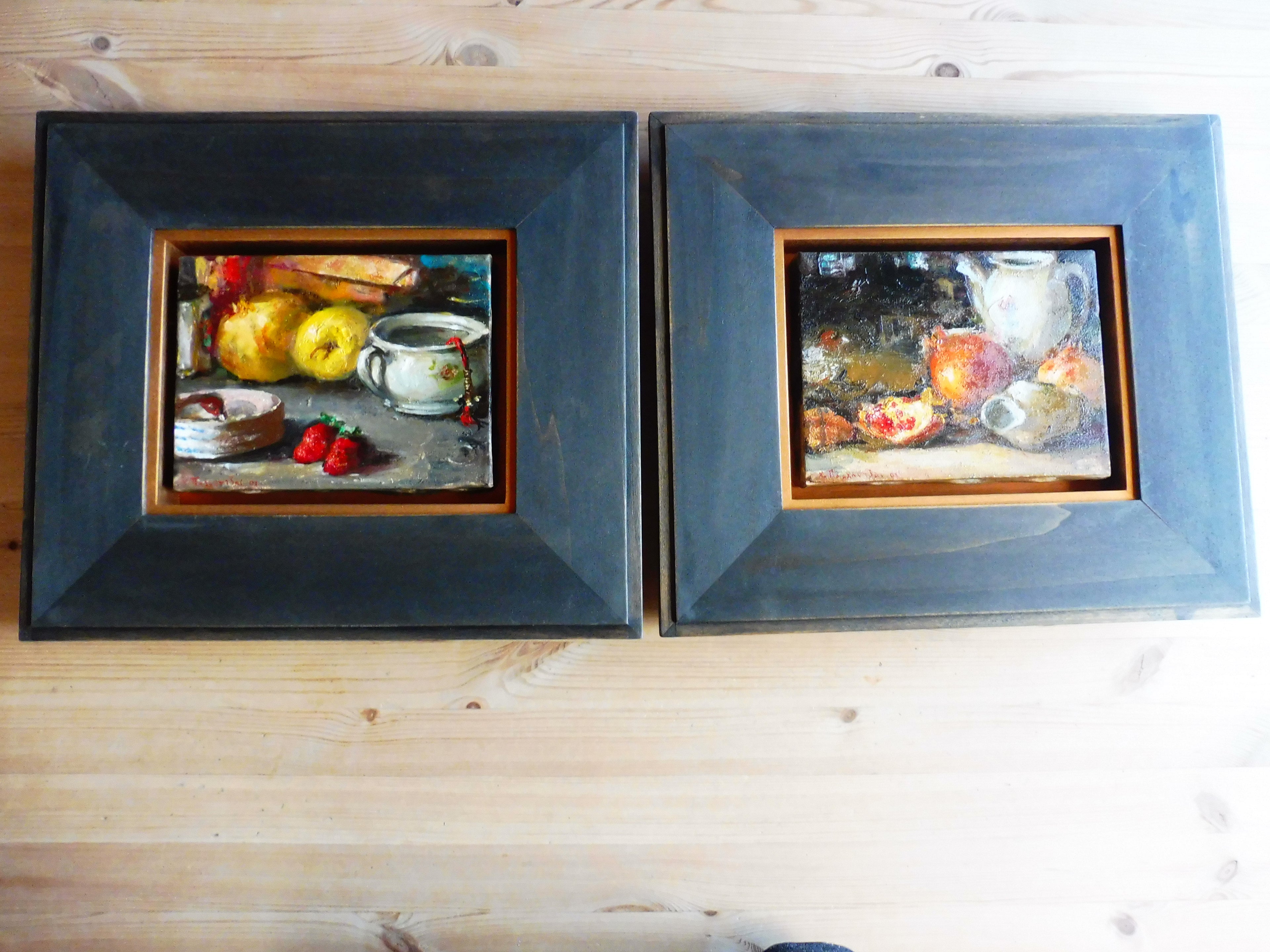 Christos Pallantzas Stilleben, ca. 20,5 x 15 cm, Rahmen 39,2 x 34,4 cm, 2 Bilder