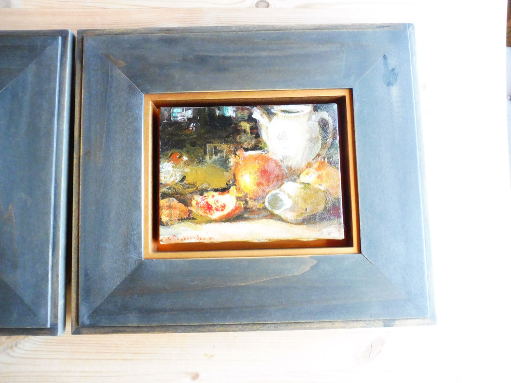 Christos Pallantzas Stilleben, ca. 20,5 x 15 cm, Rahmen 39,2 x 34,4 cm, 2 Bilder