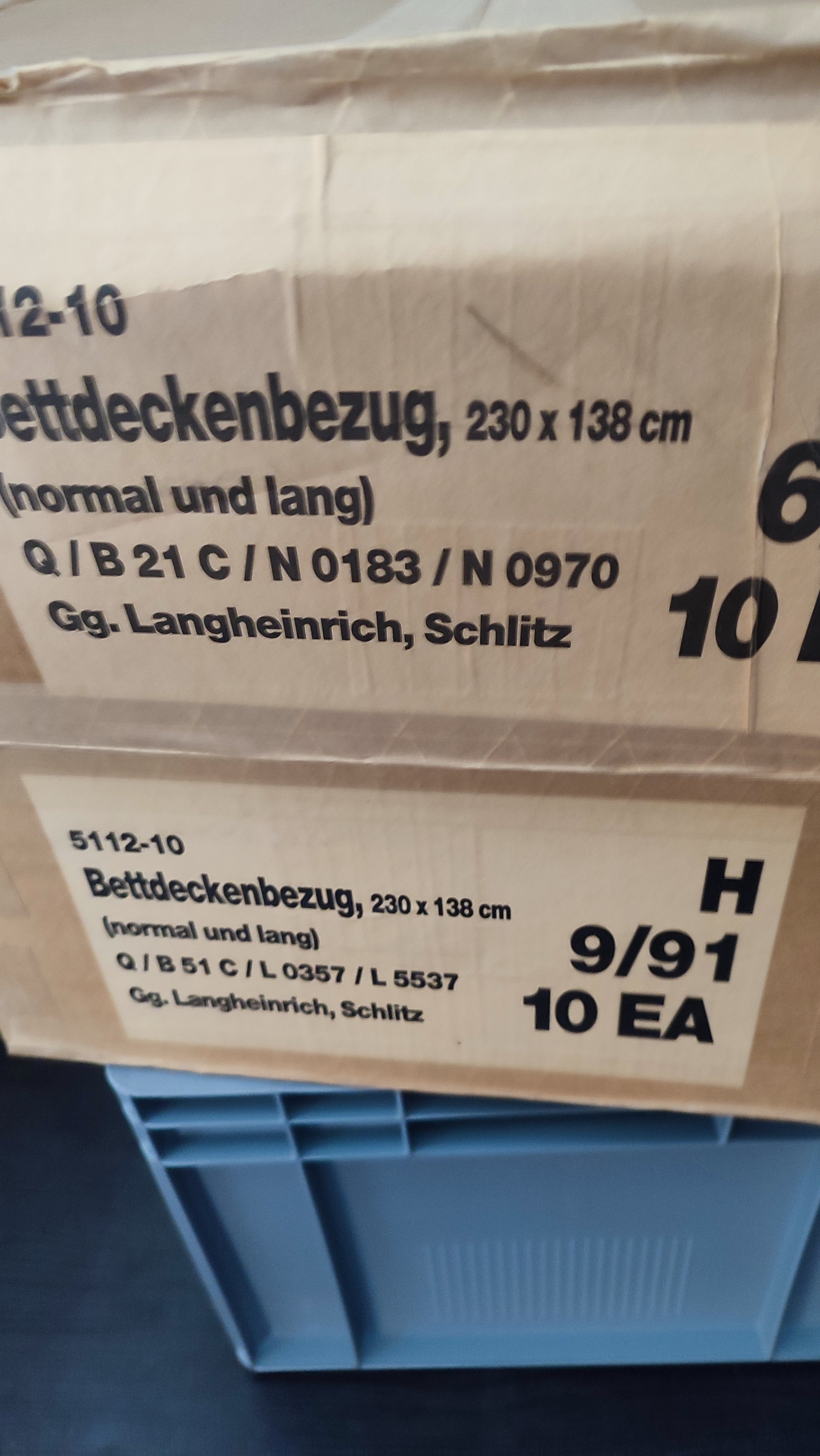 2 x Bundeswehr Bettdeckenbezug, 230 X 138 cm, 5112-10, Gg.Langheinrich, Schlitz