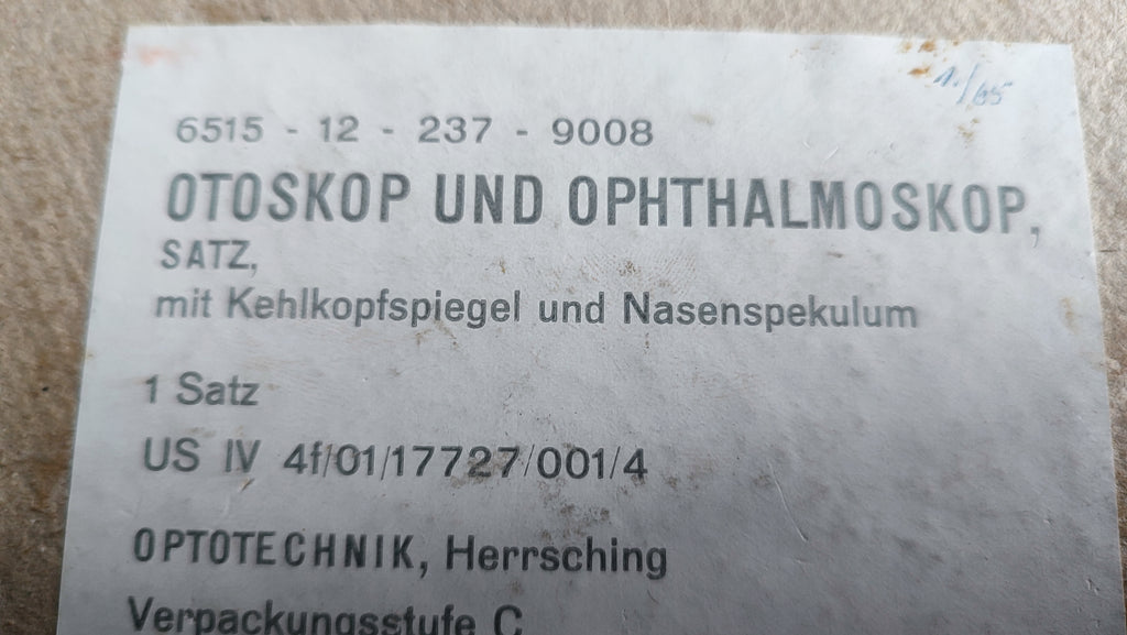 Bundeswehr Otoskop und Ophtalmoskop, 1965, mit Karton, Sammlergegenstand