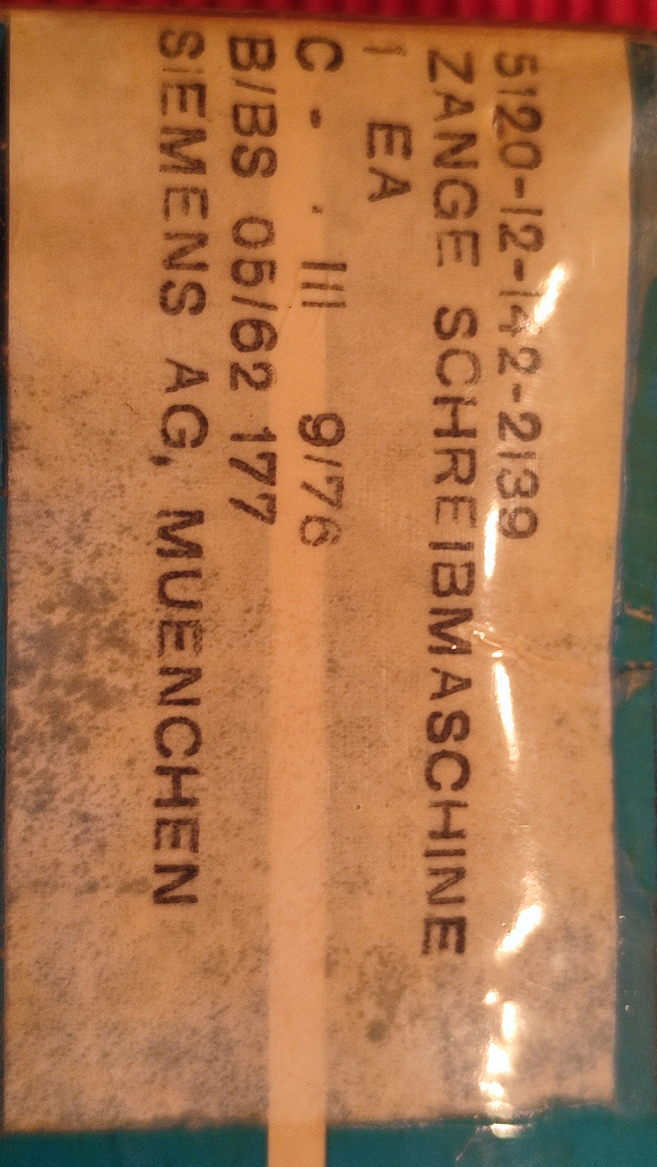 Bundeswehr Zange, Schreibmaschine, 1976; Siemens AG