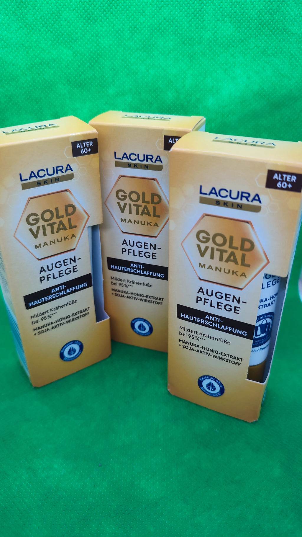 3 x LACURA Skin Gold Vital Augenpflege, ab 60 Jahre, á 15 ml (377,78 €/L)