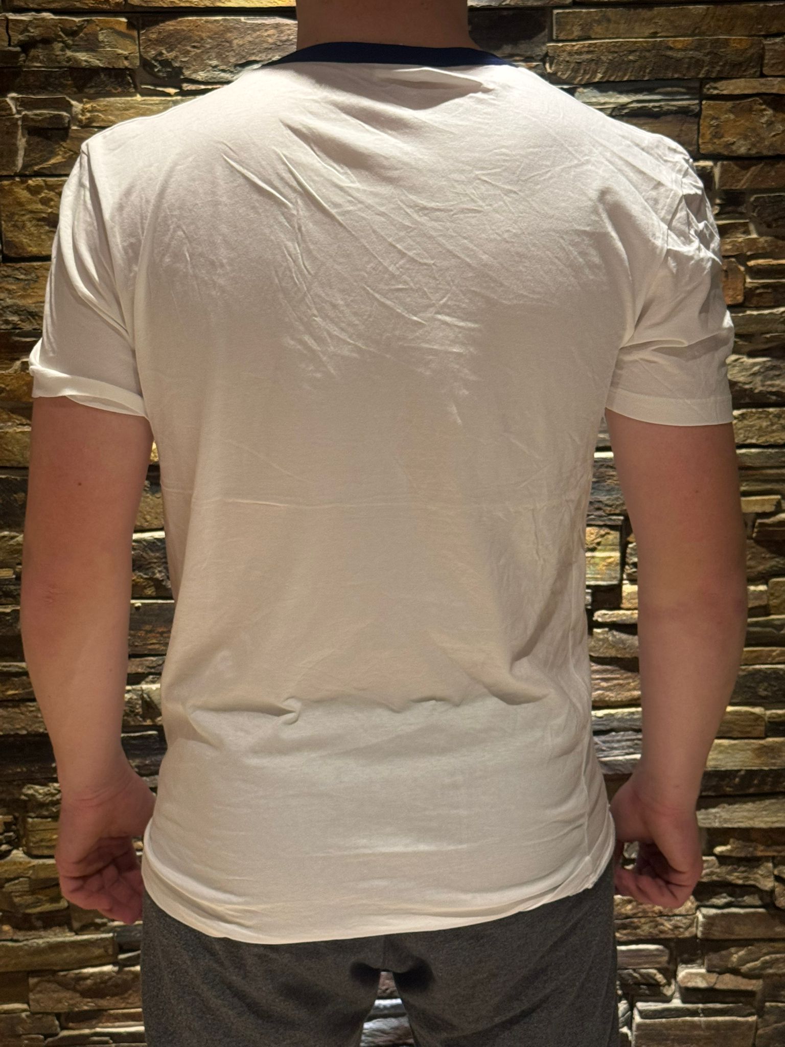 Bundeswehr T-Shirt, weiß, mit blauem Kragen (Marine Shirt)