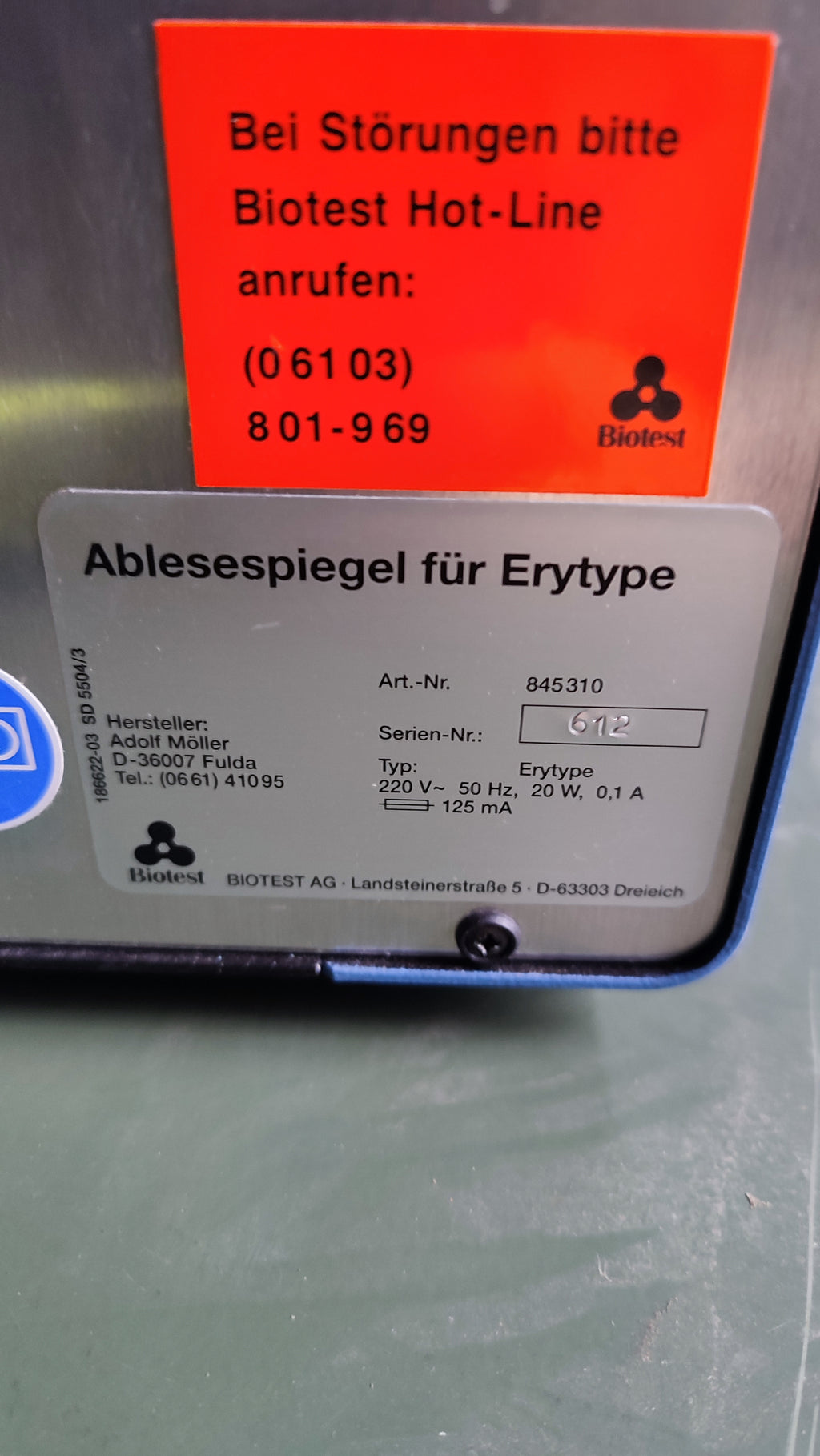 Bundeswehr Ablesespiegel für Erytype