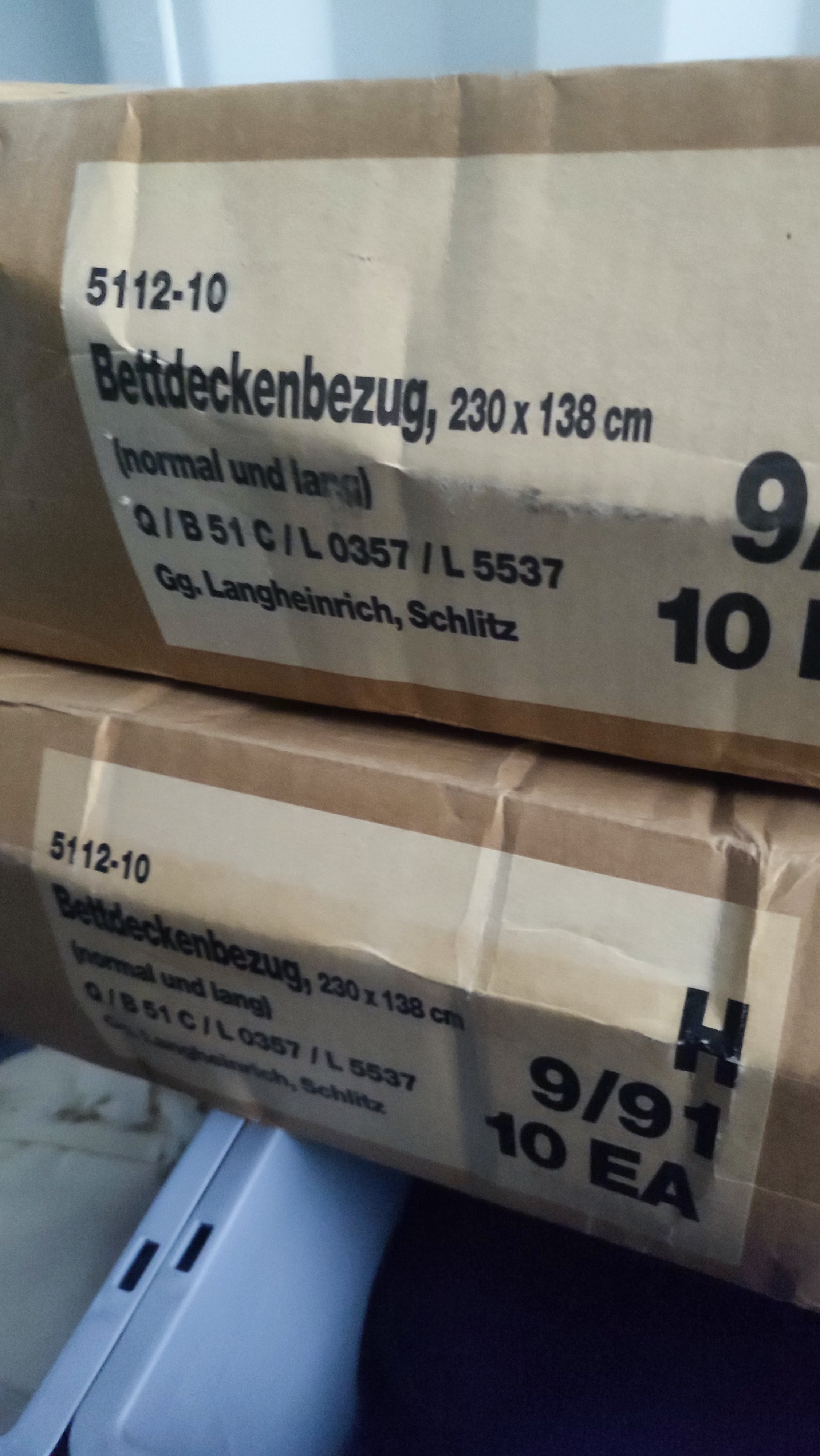 2 x Bundeswehr Bettdeckenbezug, 230 X 138 cm, 5112-10, Gg.Langheinrich, Schlitz