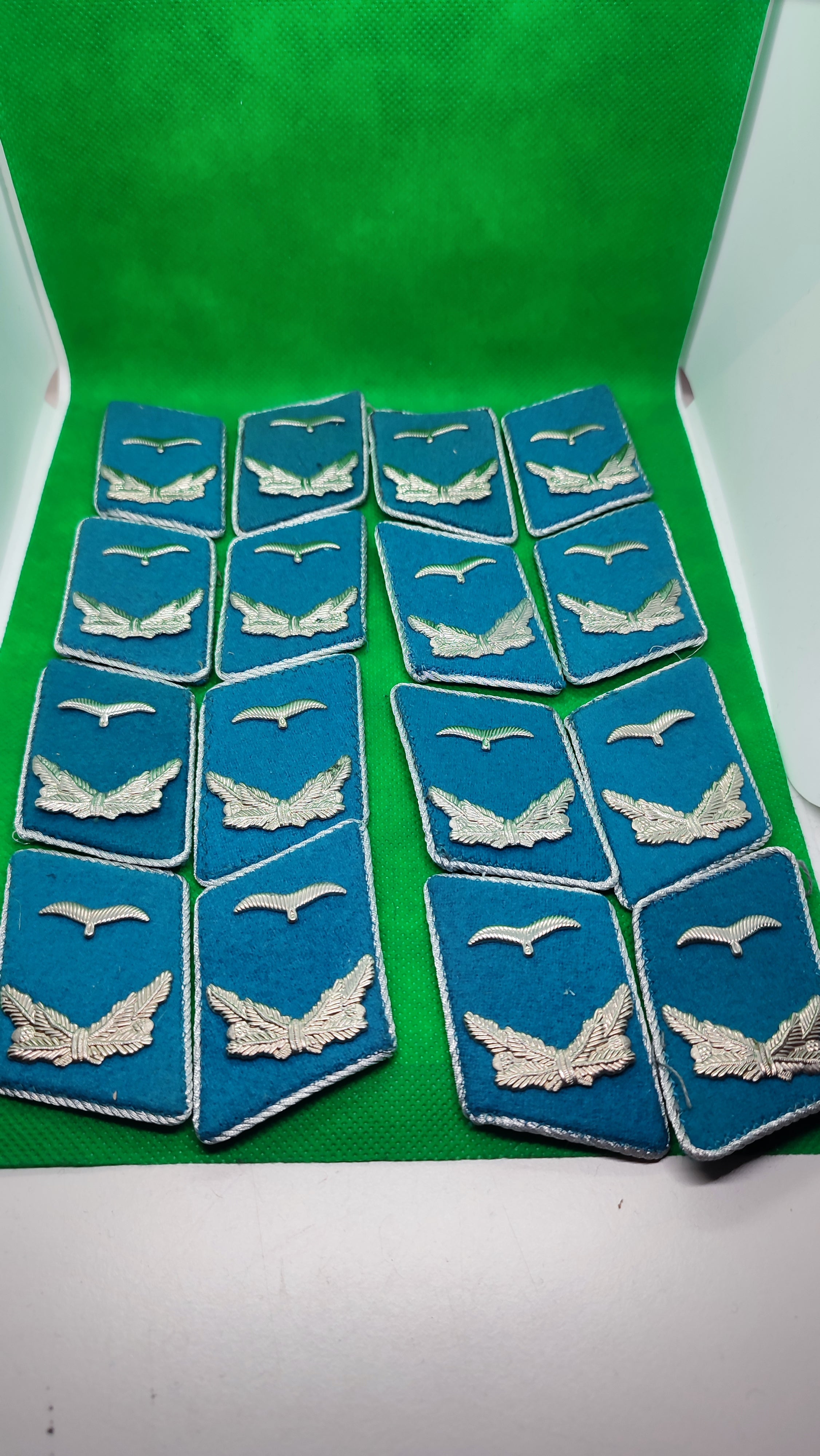 NVA (DDR) Kragenspiegel Luftstreitkräfte (LSK) Fähnriche, Offiziere bis Hauptmann, je Paar