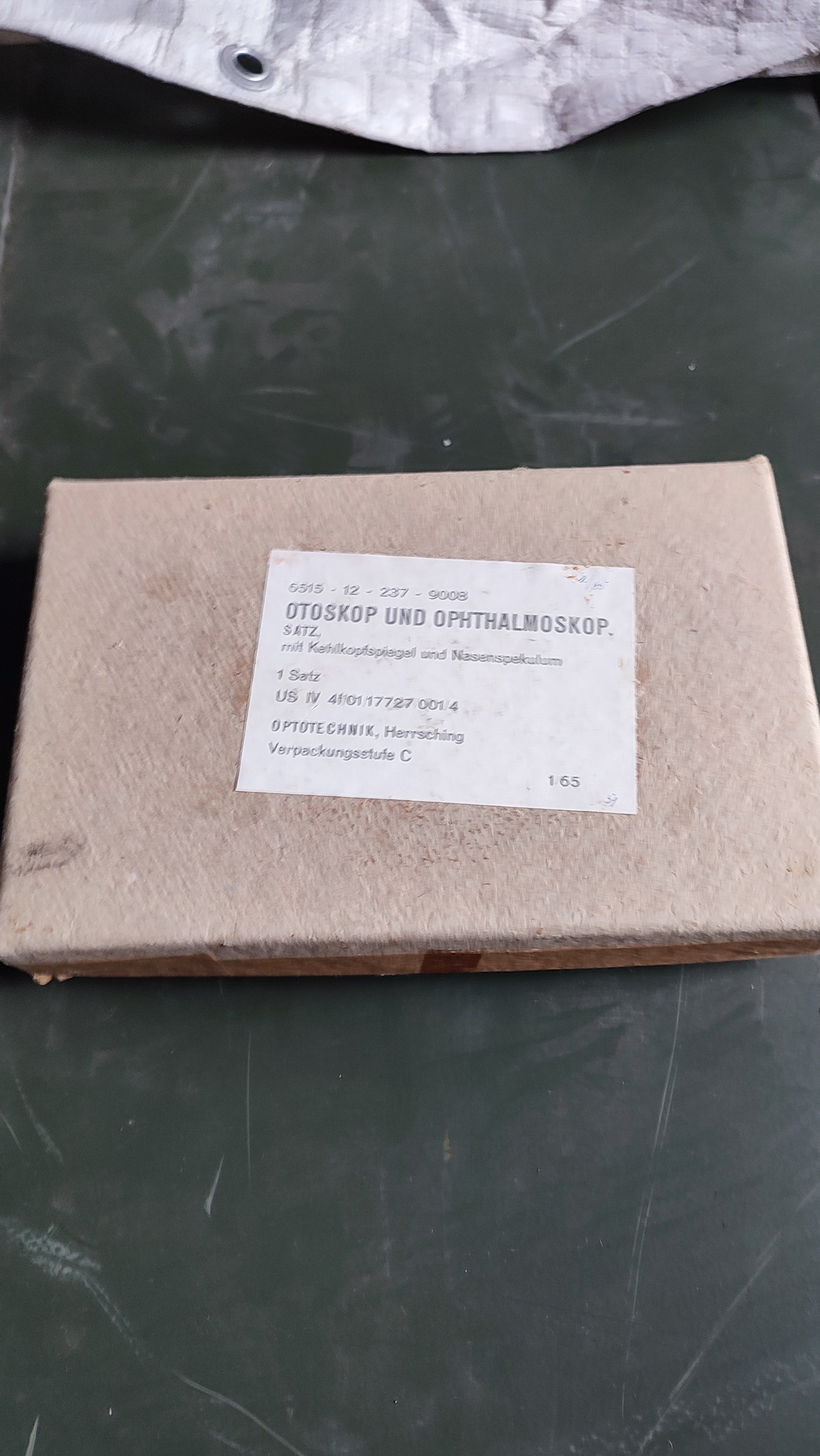 Bundeswehr Otoskop und Ophtalmoskop, 1965, mit Karton, Sammlergegenstand