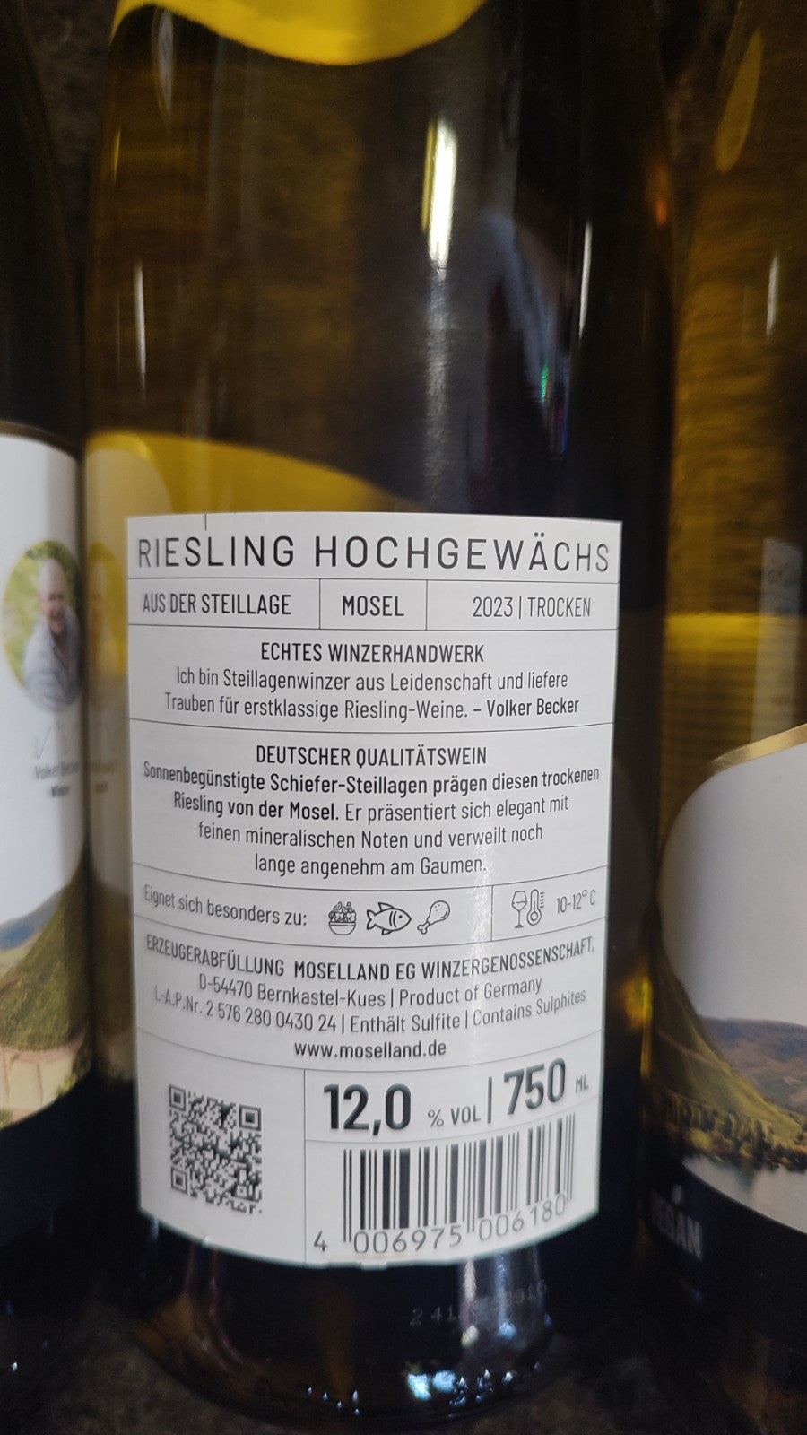 3 x 750 ml Moselland Winzergenossenschaft; Riesling 2023/ trocken