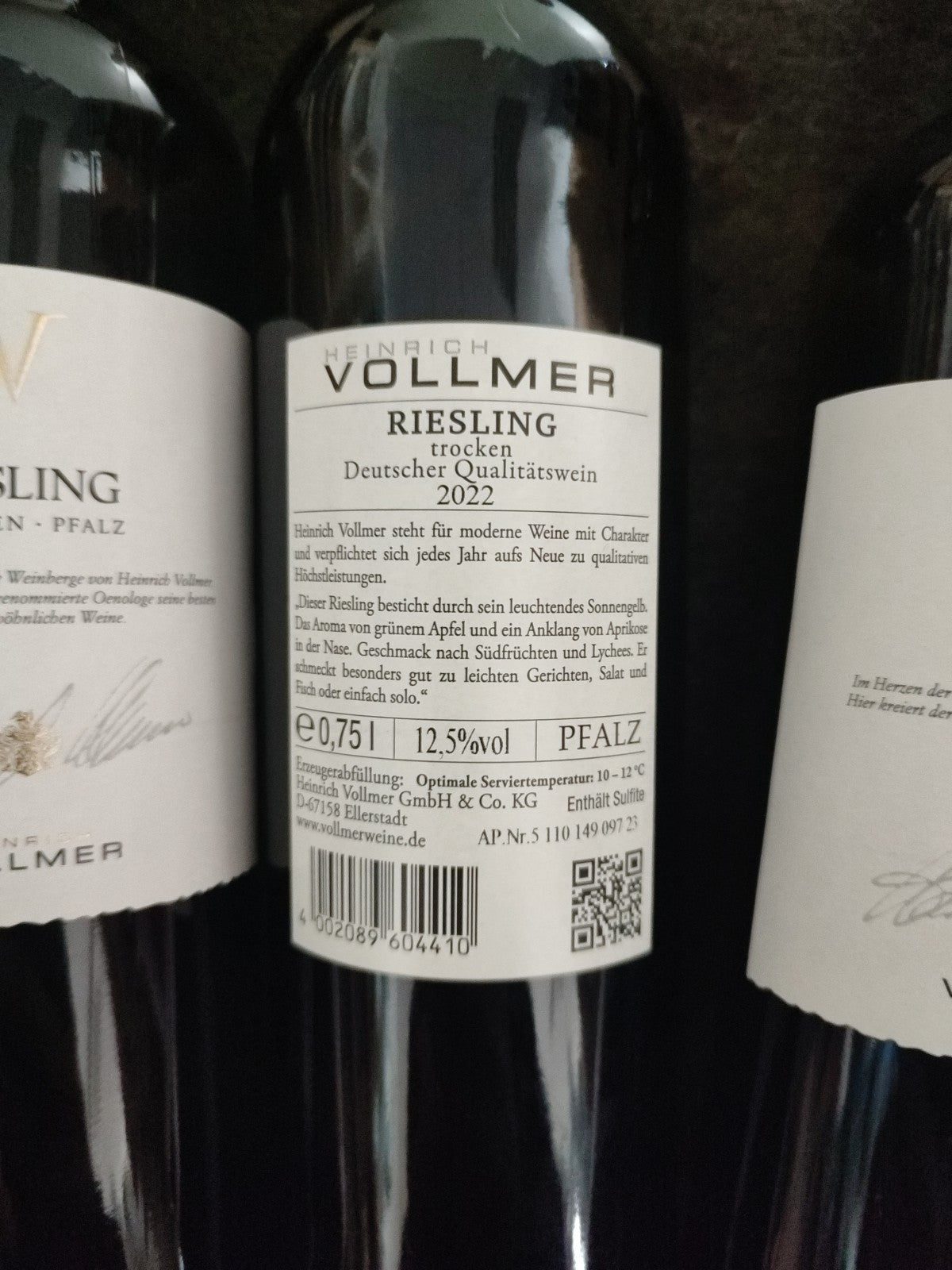3 x 750 ml Heinrich Vollmer; Riesling 2022/ trocken
