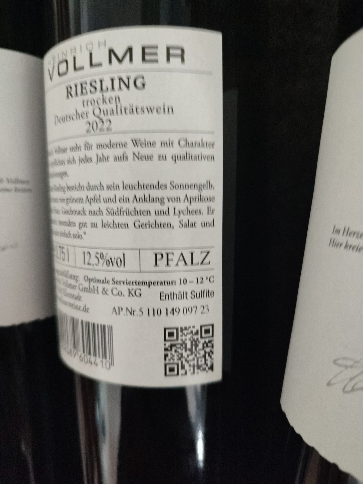 3 x 750 ml Heinrich Vollmer; Riesling 2022/ trocken