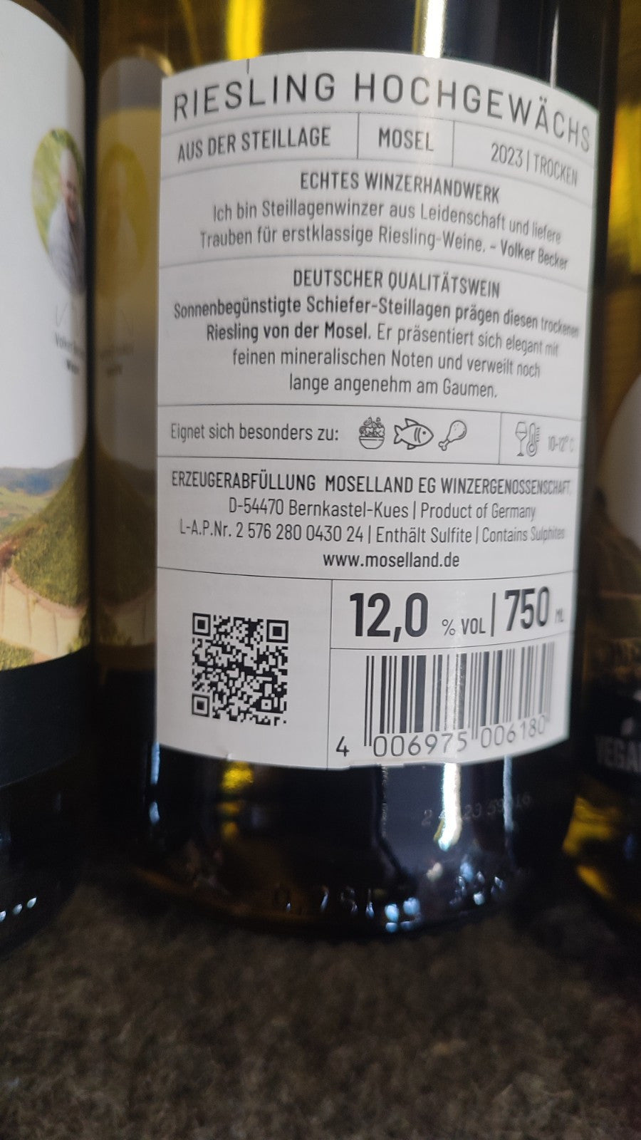 3 x 750 ml Moselland Winzergenossenschaft; Riesling 2023/ trocken