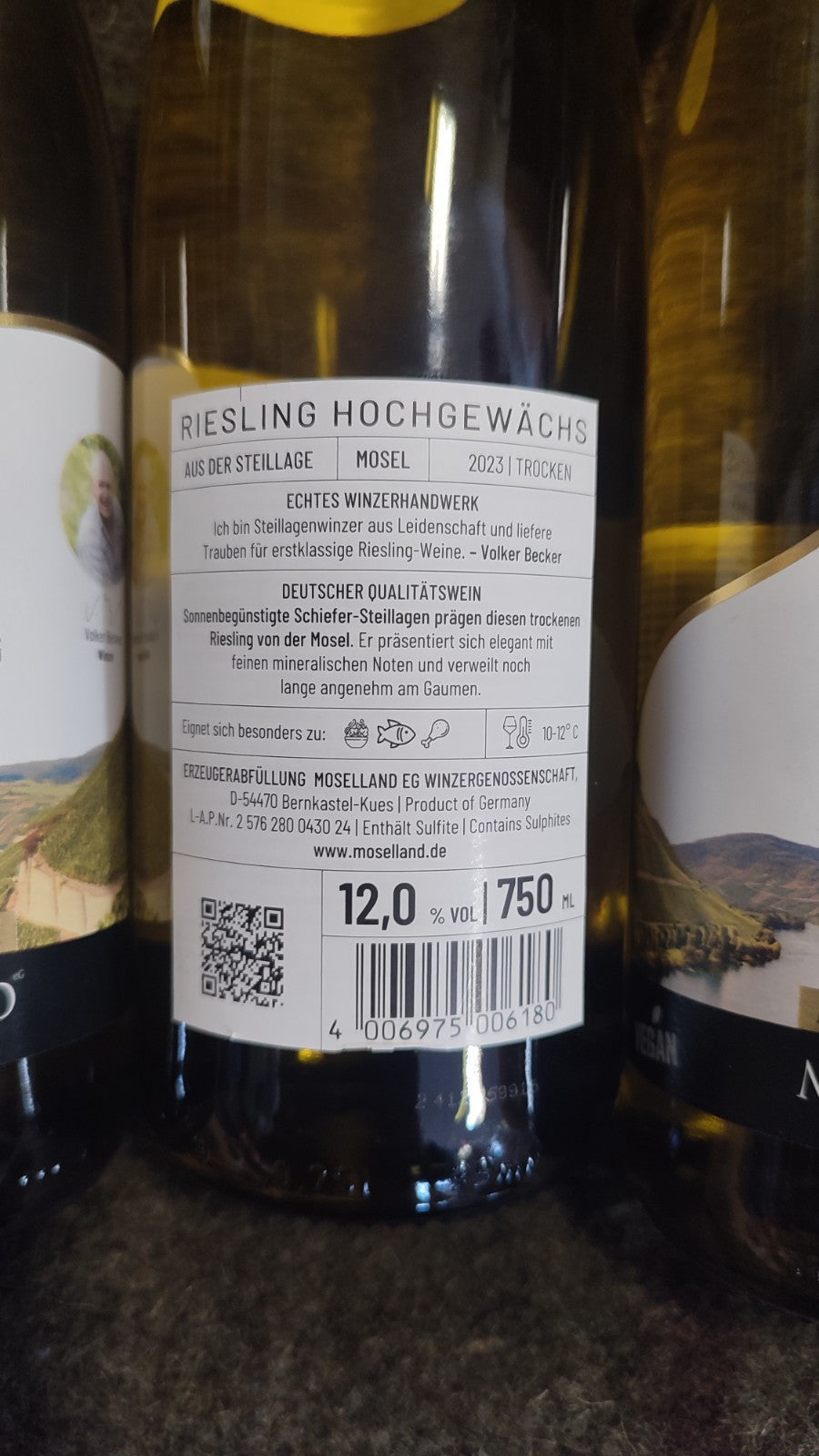 3 x 750 ml Moselland Winzergenossenschaft; Riesling 2023/ trocken